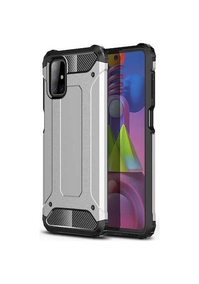 Kilifone - Samsung Uyumlu Galaxy M51 - Kılıf Çift Katman Zırh Tank Crash Military Kapak - Gri