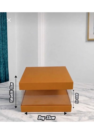 Asetat Gelin Damat Çeyiz Bohça Kutusu Portakal Renk Şeffaf Katlanabilir Demonte Küçük Boy 33 33 15cm 1adet