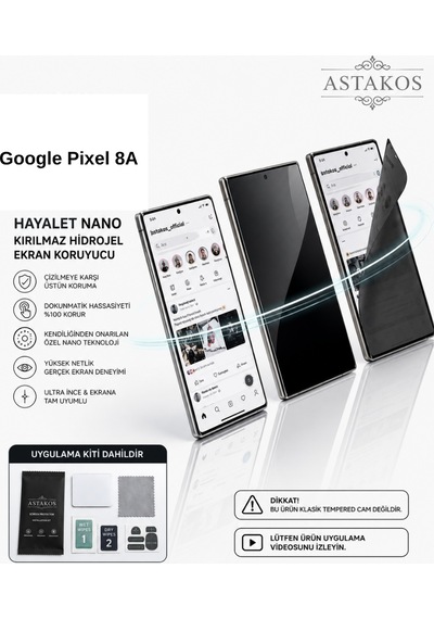 Google Pixel 8a Uyumlu Hayalet Nano Kırılmaz Hidrojel Ekran Tpu Film Astakos