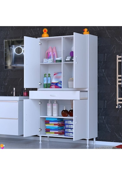 Eliusta Luma Kapaklı & Çekmeceli Banyo Dolabı 90 Cm Genişlikte Beyaz Dolap 90x173x32,5 Cm Depolama Dolabı Beyaz Eliusta Luma Kapaklı & Çekmeceli Banyo Dolabı 90 Cm Genişlikte Beyaz Dolap 90x173x32,5 Cm Depolama Dolabı Beyaz