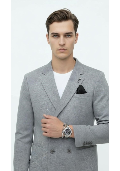 Plus Scorpion Erkek Penye Kumaş Kruvaze Blazer Ceket 4 Düğmeli Mono Yaka, Torba Cepli, Çift Yırtmaçlı Şık Tasarım Gri Plus Scorpion Erkek Penye Kumaş Kruvaze Blazer Ceket 4 Düğmeli Mono Yaka, Torba Cepli, Çift Yırtmaçlı Şık Tasarım Gri