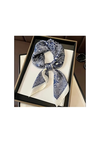 Lilly İnci Paisley Fular Eşarp Lacivert Lacivert