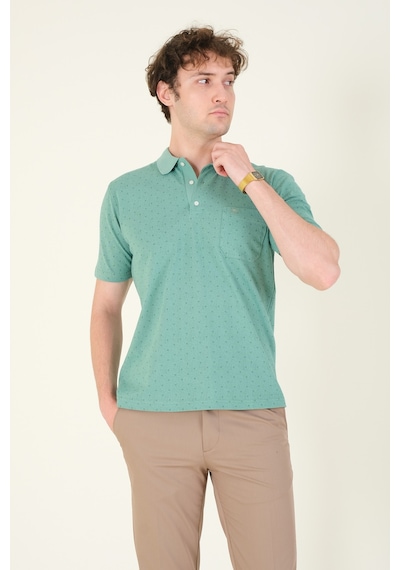 Giyim Dünyası Erkek Desenli Cepli Polo Yaka T-shirt Mint 001