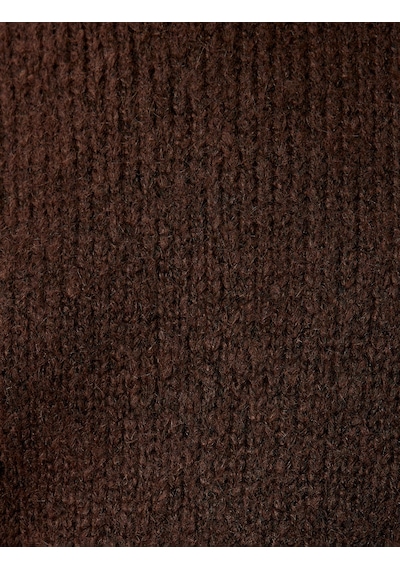 Koton Basic Triko Tunik Bisiklet Yaka Uzun Kollu Kahverengi 5wal60002ıt