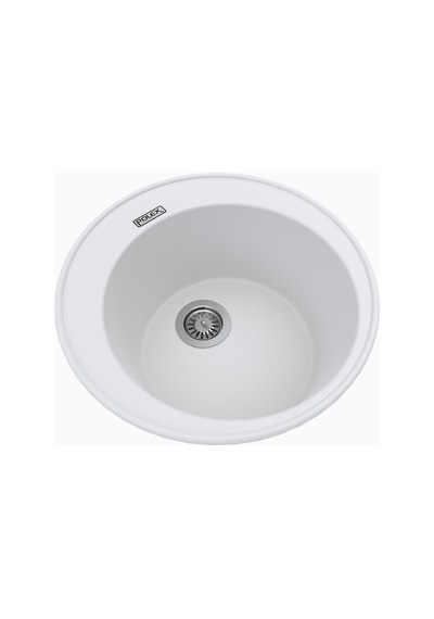 Polex Cristalüx Granit Evye P-06 Beyaz Tezgah Altı Ve Tezgah Üstü Oval Mutfak Evyesi 51.5x51.5 CM