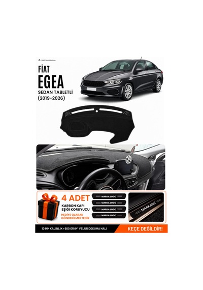 Fiat Egea Sedan 2019-2026 Tabletli Uyumlu Torpido Örtüsü, Torpido Kılıfı - Siyah