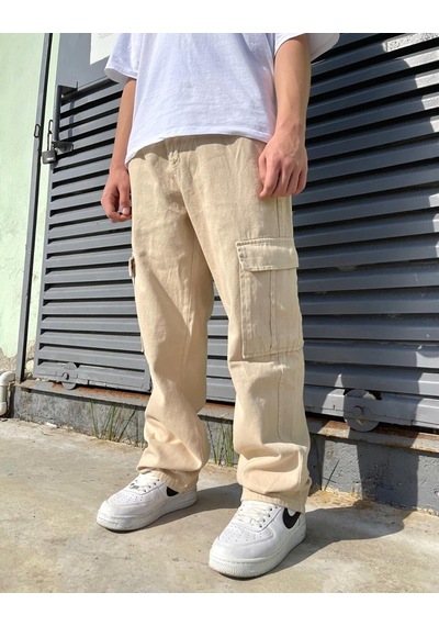 Bpm Premium Baggy Kargo Pantolon Bej 001