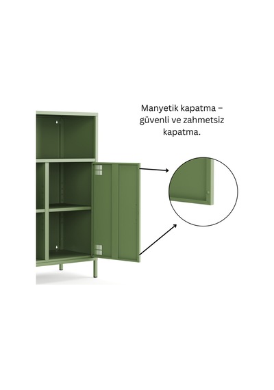 Pera Metal Dolap 2 Kapılı, Açık Raflı 80,50 X 40 X 109,50 Cm - 9 Renk Seçeneği Bulunmaktadır Yeşil