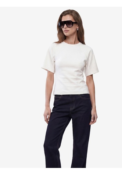 Koton Modal Kumaş Slim Fit Kısa Kollu Bisiklet Yaka Tişört Ekru 6sak50389ek