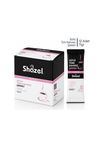 Shazel Hazır Sütlü Türk Kahvesi Şekerli - 11gr X 12 Adet