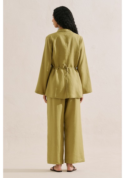 Manuka Keten Pileli Kimono Ceket Yağ Yeşili Ss26ckt00016-187