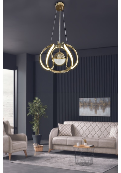 Arya Tek Toplu Led Avize 2 Mt - - Kumandalı / Gold Gold
