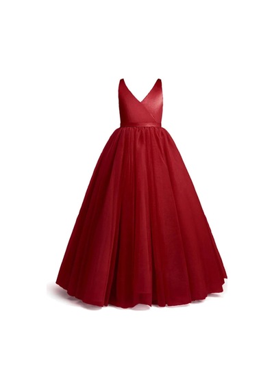 Lilymoon Kız Çocuk Maxi Abiye Elbise Astarlı Kırmızı