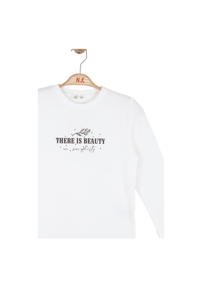 Nk Kids Kız Çocuk Uzun Kollu T-shirt 39329 Ekru-kahve
