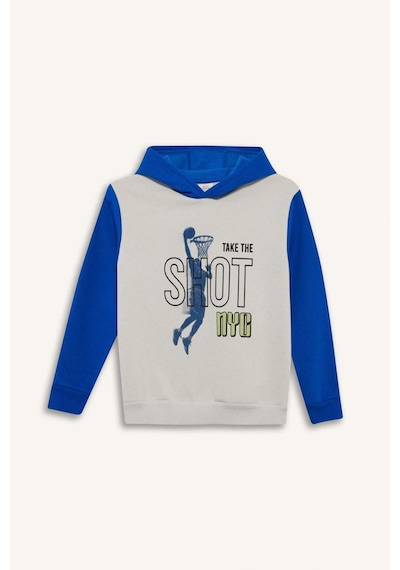 Defacto Erkek Çocuk Kapüşonlu Baskılı İçi Yumuşak Tüylü Sweatshirt G5651a825cwgr492 Gri-gr492