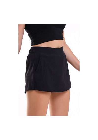 Winmoda34 Kadın Spor Şortlu Tenis Eteği Siyah