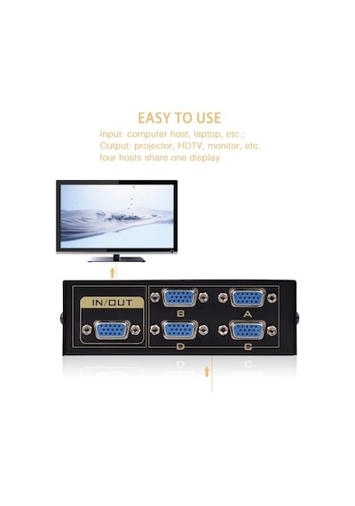 Vga Switch Çoklayıcı Çoğaltıcı Splitter 4 Port 4841A Çoklu Ekran