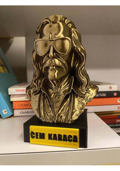 Cem Karaca Büst Figür 13 Cm Altın Sarısı Koleksiyonluk Heykelcik & Dekoratif Masaüstü Süsü