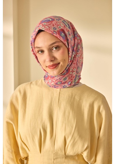 Silk Home Soft Eşarp 73090-21 Pembe, Eflatun, Somon Pembe, Pastel Yeşil