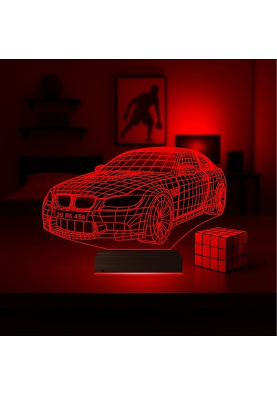 Luvivia Spor Araba Bmw Tasarım Kişiye Özel 3d Lamba - Masa Gece Lambası Şeffaf