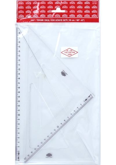 Hatas 0807 Teknik Okul Öğrenci Gönye Seti 30 CM /60-45 Derece