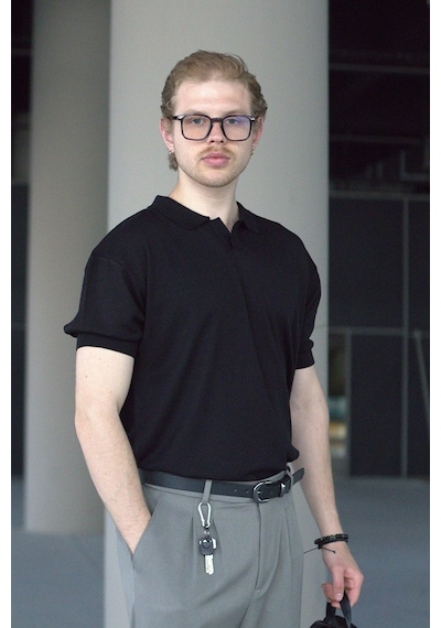 Erkek Oversize Polo Yaka Triko T-shirt 001