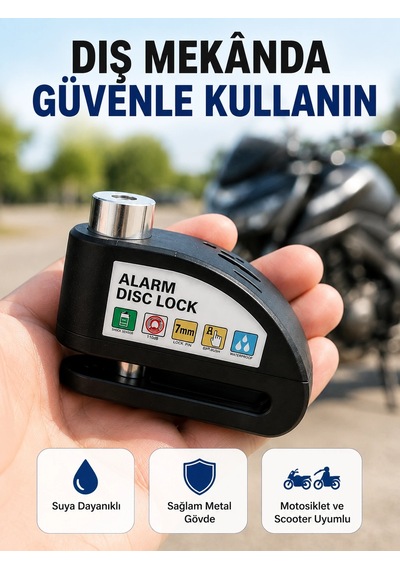Mey İthalat Disk Fren Kilidi Alarmlı Anti Hırsızlık Motosiklet Scooter Bisiklet Yeni Nesil