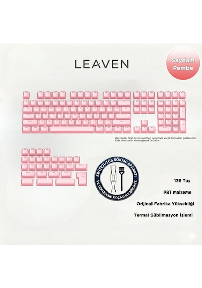 Mekanik Klavye Crystal Jelly Keycap -136 Tuşlu Yarı Saydam  Rgb Tuş Takımı Pembe