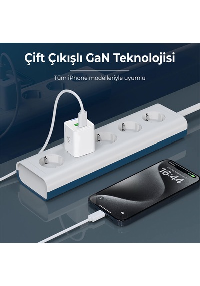 Bix BX2P30G GaN 30W Çift Portlu Şarj Cihazı Beyaz