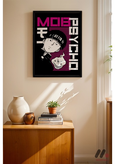 Mob Psycho 100 Anime Poster, Siyah Çerçeveli Duvar Tablosu - Anime Severlere Özel Hediye