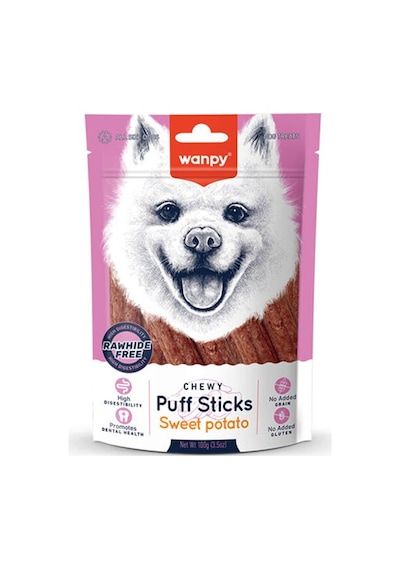 Wanpy Chewy Puff Sticks Tatlı Patatesli Tahılsız Köpek Ödülü 100 Gr 171-30043.01