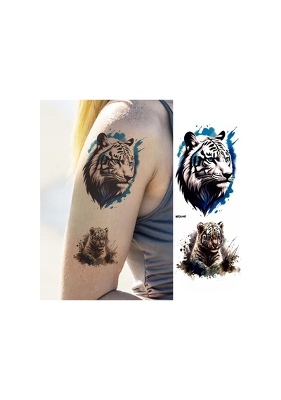 Hayal Sepeti Geçici Dövme 9,5x19cm Tattoo Minimal Tattoo Aksesuar Şık Kaplan Modeli