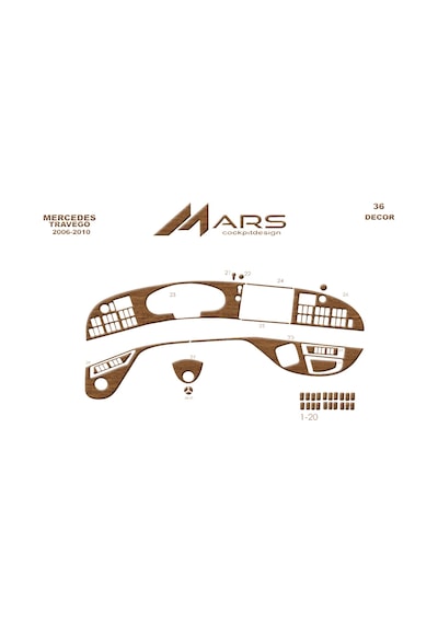 Mercedes Travego Torpido Kaplama 2005-2010 36 Parça Açık Meşe