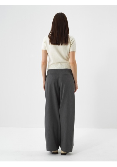 Xint Gri Esnek Dokulu Oversize Pantolon 201291