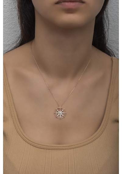 Nereze 925 Ayar Gümüş Rose Kuzey Yıldızı Kolye