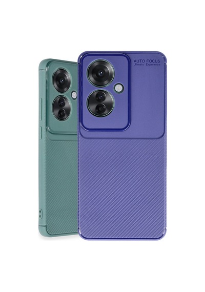 Oppo Reno 11f Uyumlu Kılıf Auto Focus Karbon Kapak - Koyu Yeşil