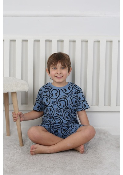 Bunny Hopp Şortlu Erkek Çocuk Pijama Takımı %100 Pamuk Desenli Yazlık 3-8 Yaş Mavi Siyah Bunny Hopp Şortlu Erkek Çocuk Pijama Takımı %100 Pamuk Desenli Yazlık 3-8 Yaş Mavi Siyah