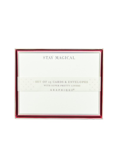 Düz Notlar, Stay Magical" Tasarımı - 15 Özel Günler Şık Not Kartı Ve Zarflar, Güzel Gümüş Süslemeli Ve "büyülü Kal" Mesajı, 10,8 Cm X 14,0 Cm Dfn002