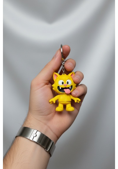 Çılgın Kedi Figürlü Hareketli Anahtarlık