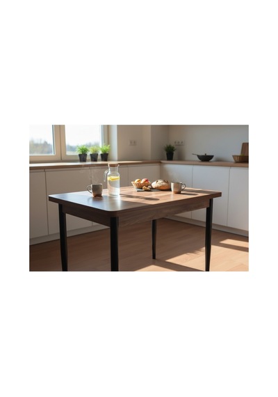 Tool Aksesuar T- 6003 Kemençe 70x120 Mdf Polo Açık Gri 4 Kişilik Yemek Masası Takımı