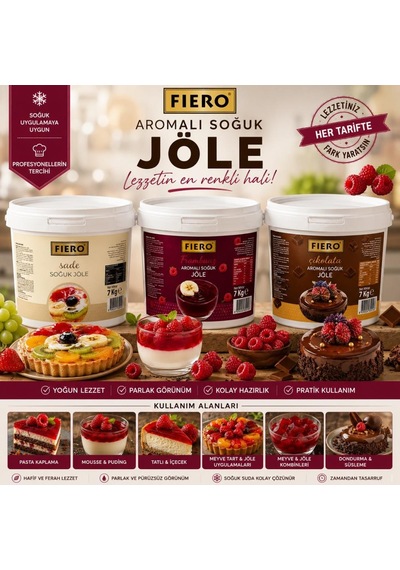 Fiero Soğuk Jöle Sade 7 Kg Pasta, Cheesecake Ve Tatlılar İçin Profesyonel Parlak Pasta Jölesi