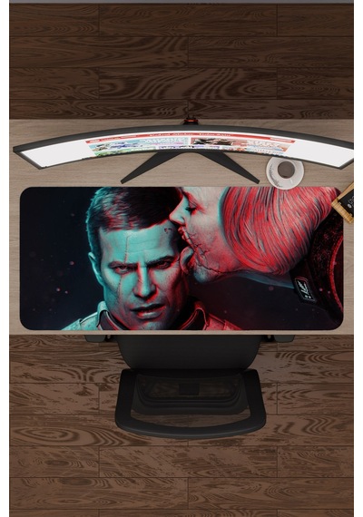 Wolfenstein Kaymaz Dikişli Kauçuk Oyuncu Mousepad V3 - 90x40 Xxl Gaming Mouse Pad Fare Altlığı