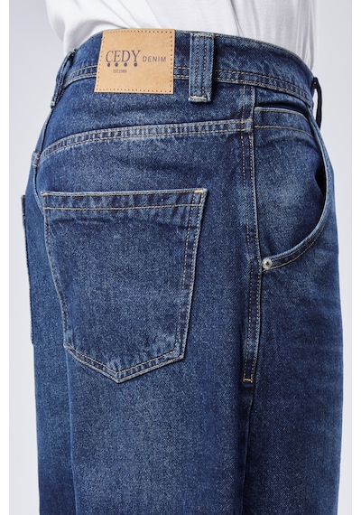 Cedy Denim Cedy Denım Yüksek Kalite Erkek Yüksek Bel Skater Baggy Jeanpantolon C362 Lacıvert