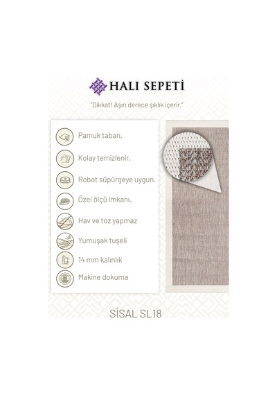 Halı Sepeti Noa Sisal S18 Bej - Krem Kaydırmaz, Leke Tutmayan Yıkanabilir Salon Mutfak Halısı Bej - Krem Halı Sepeti Noa Sisal S18 Bej - Krem Kaydırmaz, Leke Tutmayan Yıkanabilir Salon Mutfak Halısı Bej - Krem