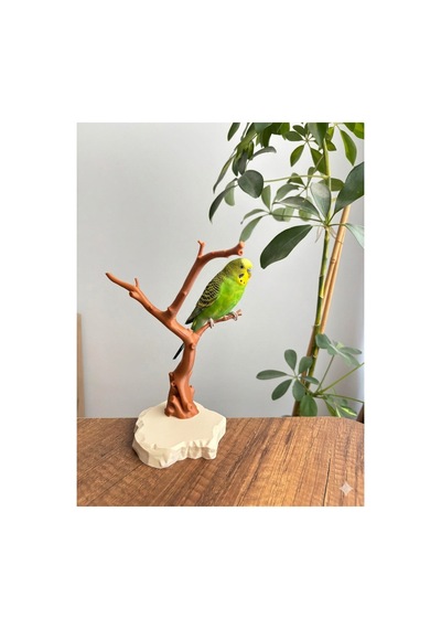 Doğal Dal Tasarımlı Muhabbet Kuşu Tünek Ağacı Dekoratif Kuş Tüneği Pla+ 3d Baskı 20 Cm