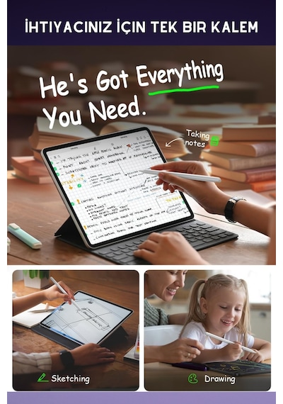 Apple Uyumlu iPad  11 İnç Pro 4. Nesil Manyetik Ve Kablosuz Şarj Olabilen Stylus Bluetooth Tablet Kalemi