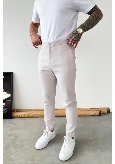 Gri Tensel Kumaş Regular Fit Pantolon