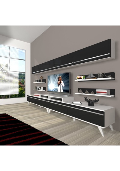 Decoraktiv Ekoflex 360y Mdf Retro Tv Ünitesi Tv Sehpası Beyaz - Siyah Decoraktiv Ekoflex 360y Mdf Retro Tv Ünitesi Tv Sehpası Beyaz - Siyah
