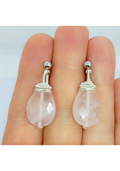 Sibelce 2261 Pembe Kuvars El Yapımı Küpe Pembe