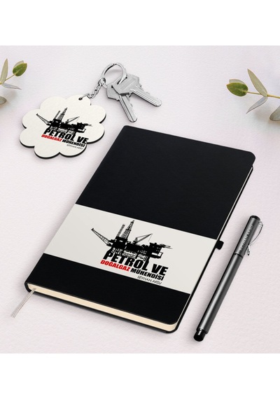 Kişiye Özel Petrol Ve Doğalgaz Mühendisi Siyah Defter Kalem Ve An